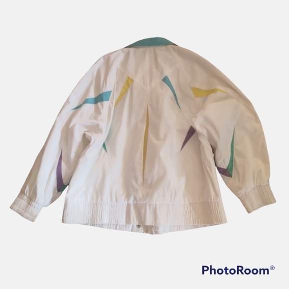 FLEET STREET 80's vibe white jacket with color blocks - Picture 4 of 8